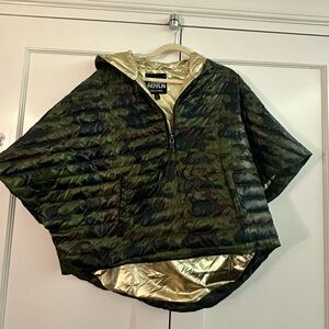 Camouflage puffer poncho style fall jacket. In great condition.